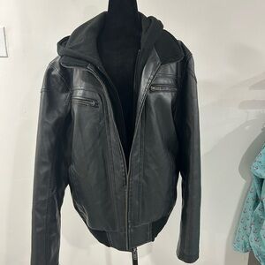 Guess Black Bomber Jacket with Detachable Hoodie
